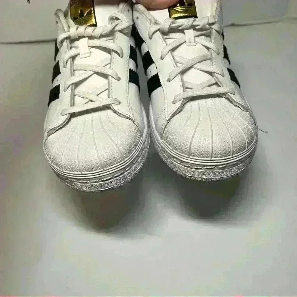 ADDIAS Unisex Kid’s Superstar White Black Stripe Sz 3 School Preppy Classic - Picture 9 of 11